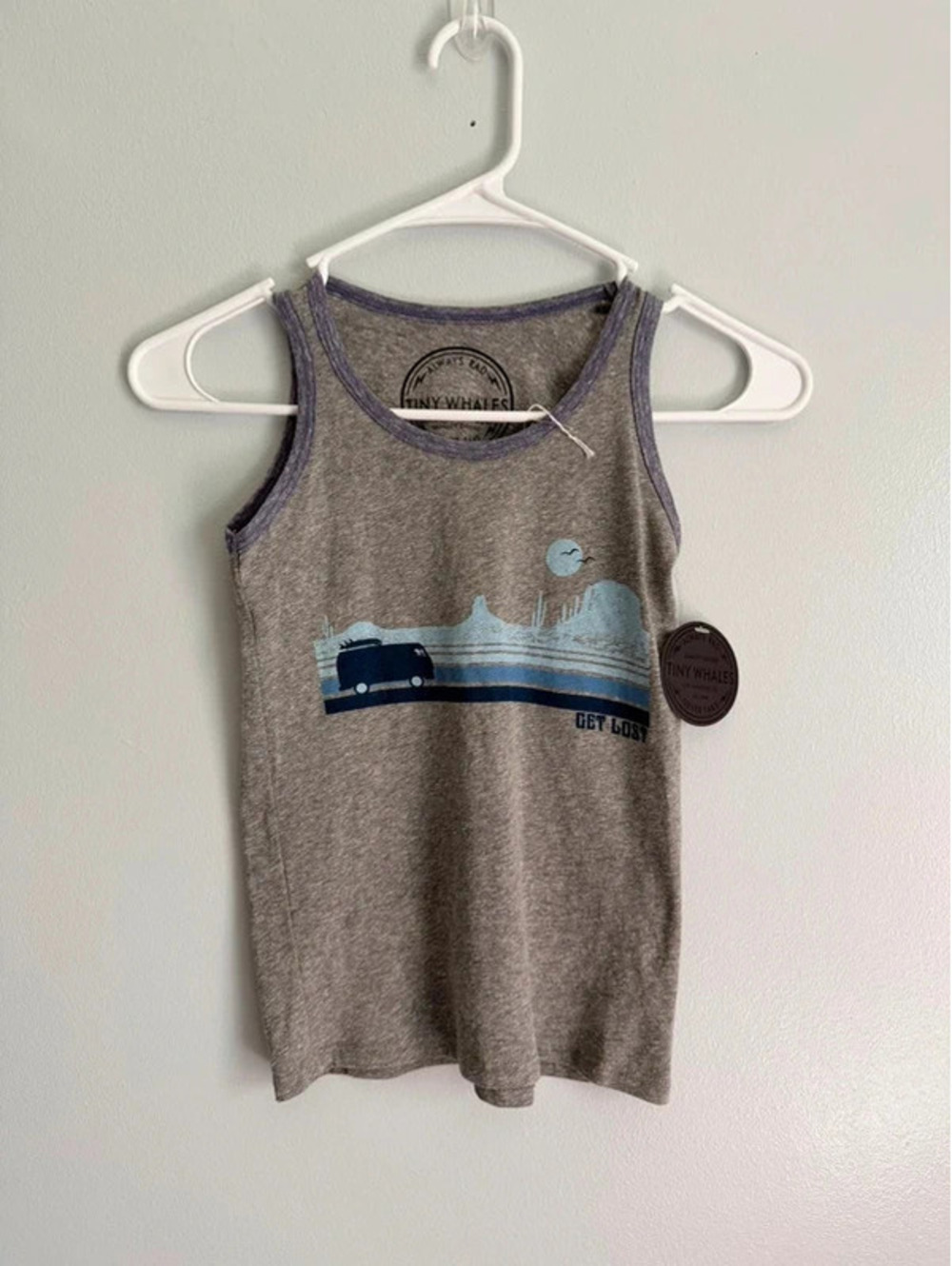 Tiny Whales Get Lost Desert Tank Top Gray Boys NWT 8Y !!